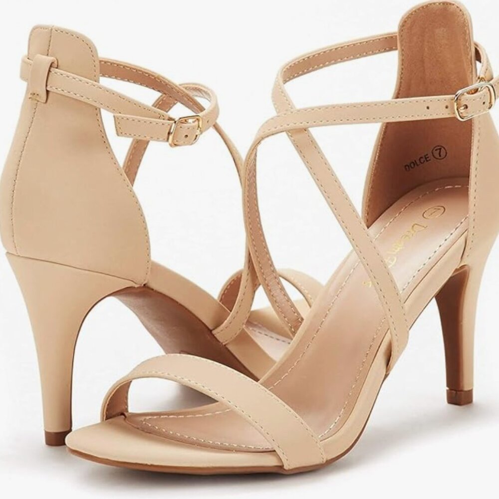 DREAM PAIRS Women's DOLCE Fashion Stilettos Open Toe Pump Heel Sandals
